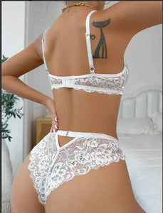 White Floral Embroidered Matching Set