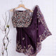 Purple Colour Rangoli Silk Embroidery Work Saree With Ideal Blouse