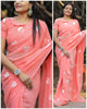 New Pure Georgette Beautiful Heart Embroidery Saree With Blouse(Unstitched)